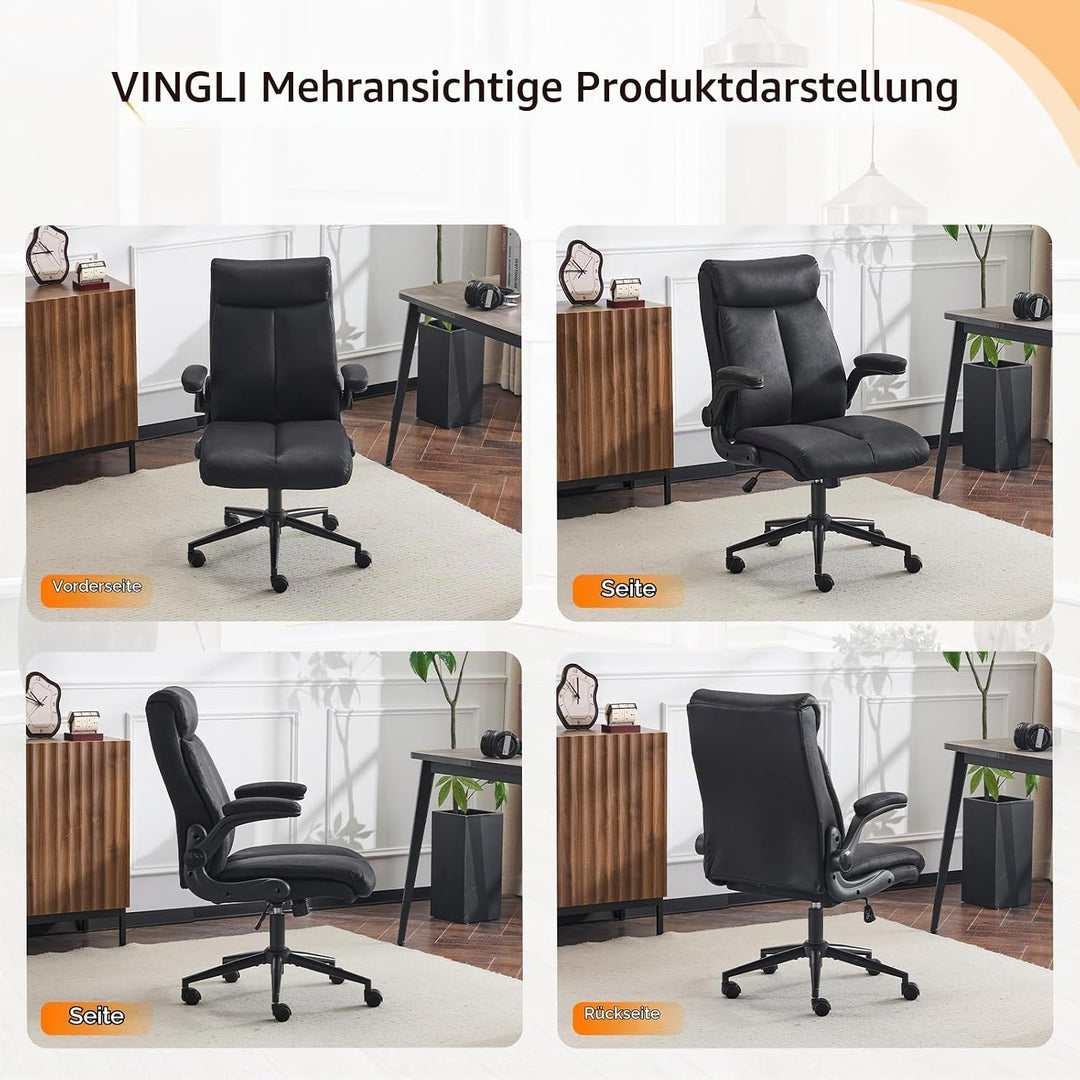 Bonnlo Ergonomischer Bürostuhl, Schreibtischstuhl mit hochklappbarer Armlehne, Computerstuhl, Drehst