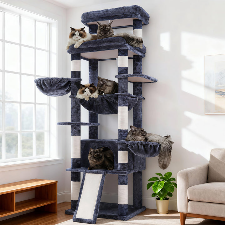 Hey-brother Kratzbaum, 182 cm hoch Katzenbaum für Grosskatze, mehrstöckiger Katzenkratzbaum mit 2 Gr
