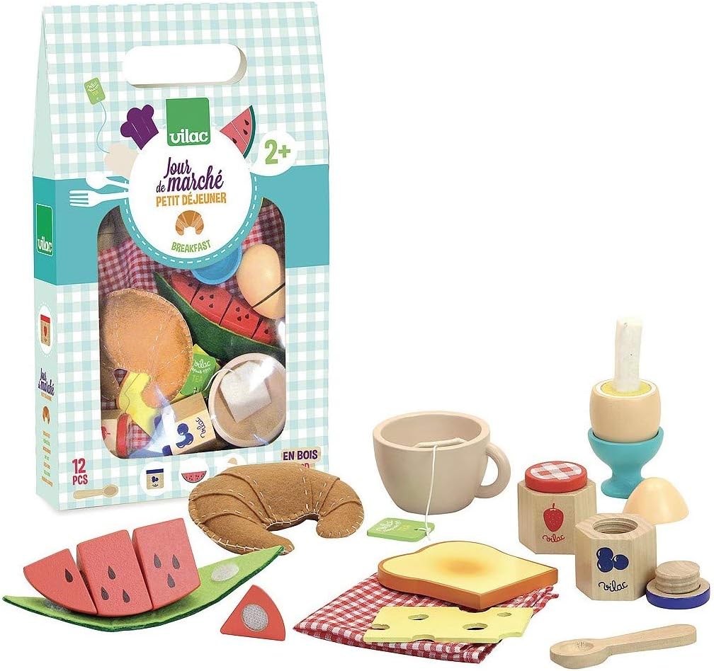 Vilac VIL8120 Pretend Rollenspiel, Frühstücksset Pretend Play Frühstücksset, Pretend Play Frühstücks
