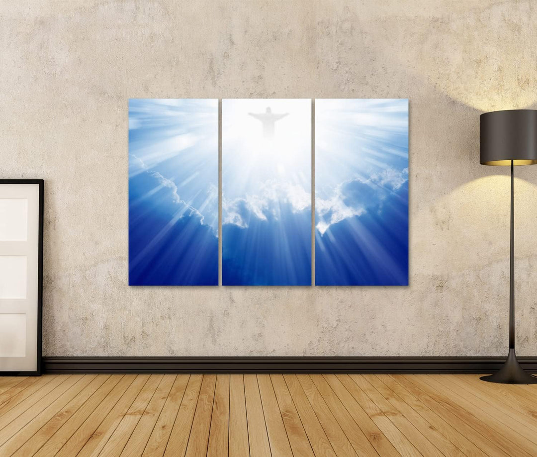 islandburner Bild auf Leinwand Helles Licht Von Jesus Christus In Den Blauen Himmel Mit Wolken Bilde