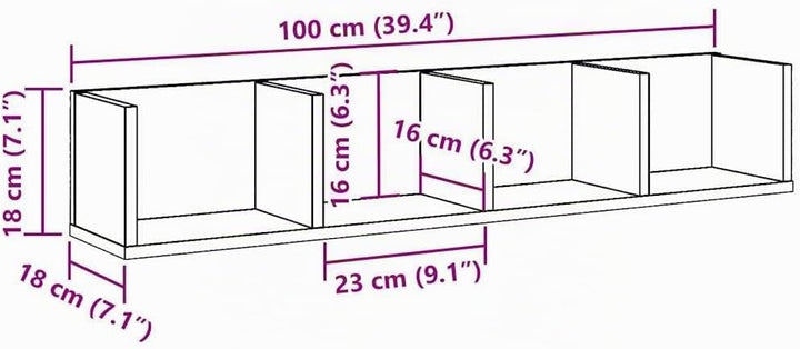 vidaXL CD-Wandregal Altholz-Optik 100x18x18 cm Holzwerkstoff, Altholz