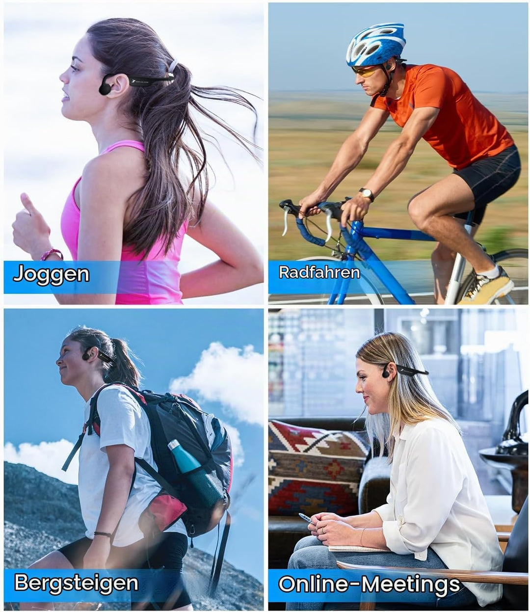 Knochenschall Kopfhörer, Bluetooth 5.2 Wireless Bone Conduction Kopfhörer, IP67 Wasserfeste Sport Ko