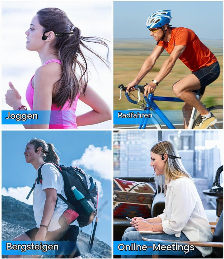 Knochenschall Kopfhörer, Bluetooth 5.2 Wireless Bone Conduction Kopfhörer, IP67 Wasserfeste Sport Ko