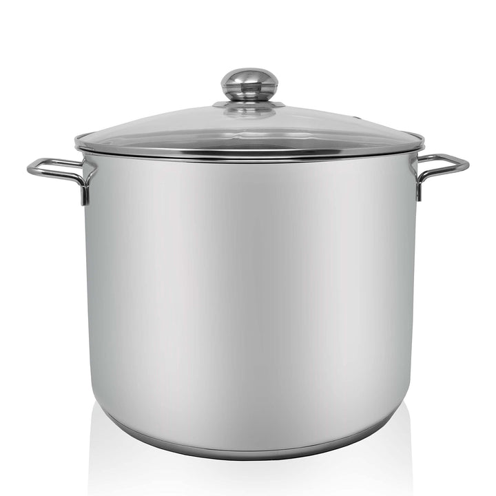 Krüger Edelstahl-Jumbotopf - Kochtopf mit Deckel zum Sichtkochen - energiesparender Kapselboden - id