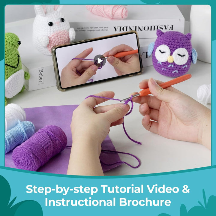 RoseFlower Häkelset für Anfänger, Häkelset tiere set mit Schritt für Schritt-Video-Tutorials, DIY Ba