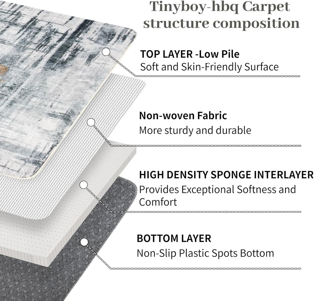 Tinyboy-hbq Teppiche Modern Designer für Wohnzimmer Kurzflor Teppich für Wohnzimmer Schlafzimmer Gra