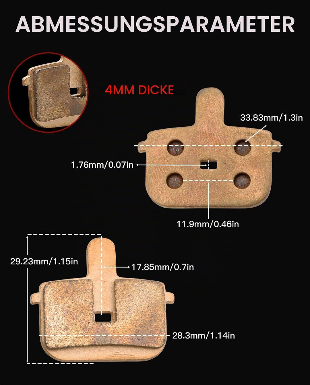 2 Paar geräuscharme Bremsbeläge, 4 mm, kompatibel mit Segway Ninebot Max G3 KickScooter, Scheibenbre