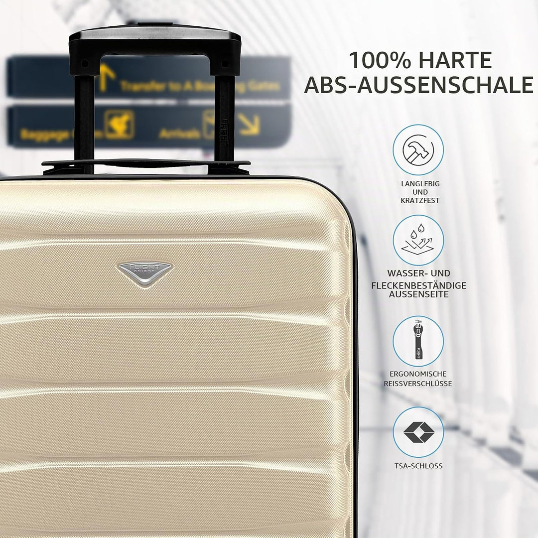 Flight Knight Leichte 4-Rad-ABS-Hartschalenkoffer Handgepack, zugelassen fur uber 60 Fluggesellschaf