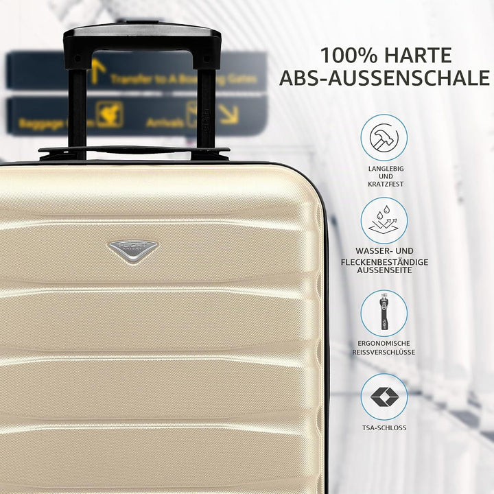 Flight Knight Leichte 4-Rad-ABS-Hartschalenkoffer Handgepack, zugelassen fur uber 60 Fluggesellschaf