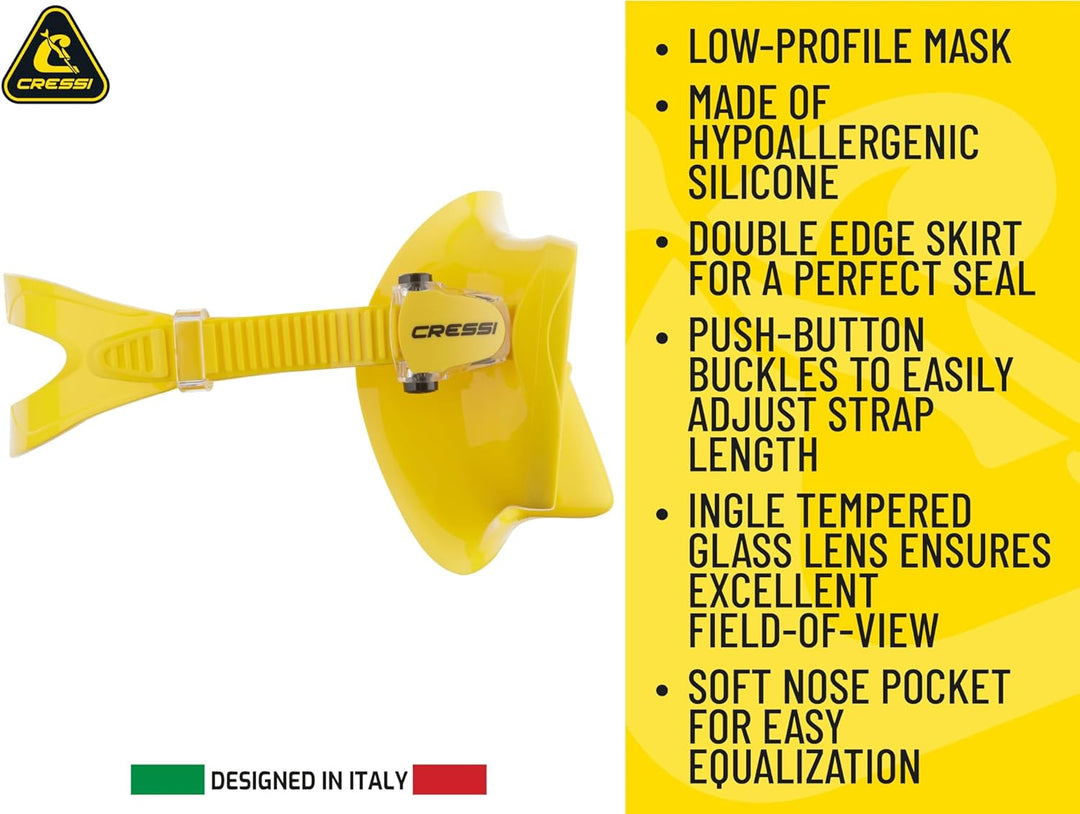 Cressi F1 - Rahmenlose Maske oder Rahmenlose Maske + Schnorchel Dry Combo Set zum Tauchen und Schnor