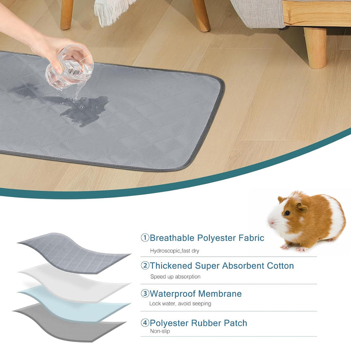VavoPaw Kleintier Teppich Saugfähige Käfigmatte, 2 PCS 50x70cm Liner Fleece Wiederverwendbar Pad mit