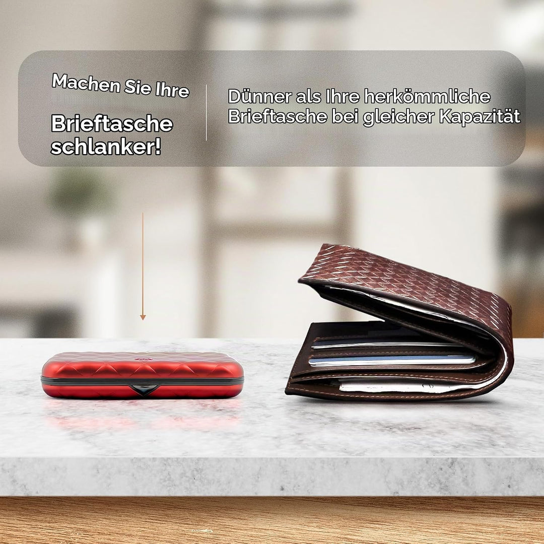 ÖGON Smart Wallets - Aluminium Geldbörse Quilted Button für Damen - RFID-Schutz - Bis zu 10 Karten u