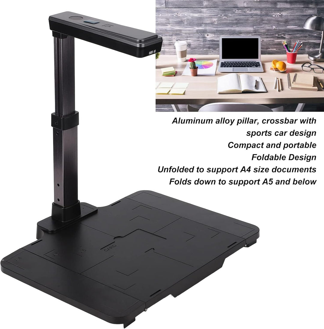 VBESTLIFE Dokumentenkamera, Buchscanner Overhead-Scanner HD 5MP Tragbare USB-Doc-Cam, A4-Fanggrösse