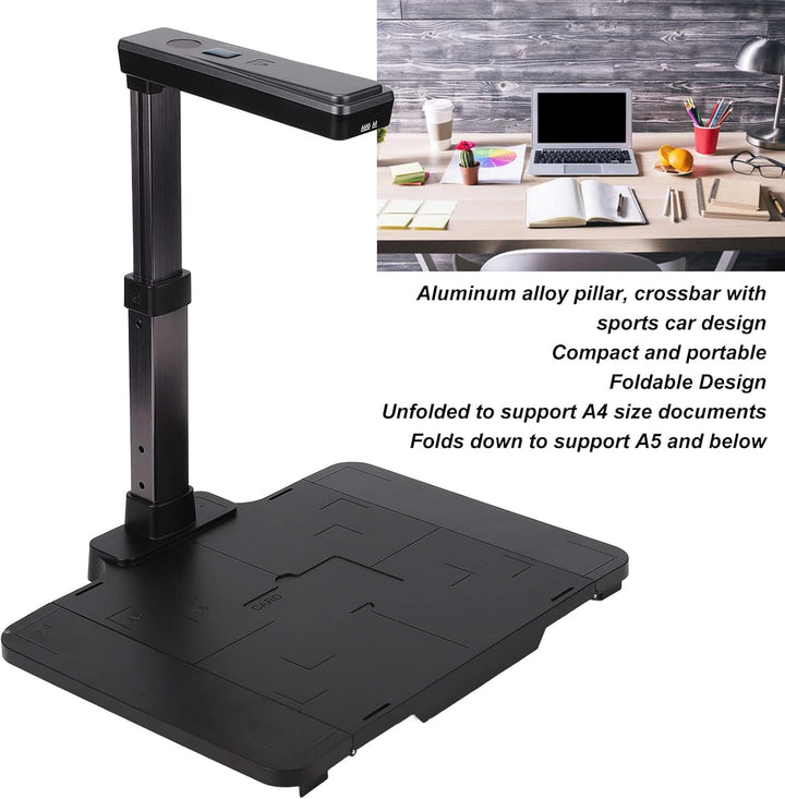 VBESTLIFE Dokumentenkamera, Buchscanner Overhead-Scanner HD 5MP Tragbare USB-Doc-Cam, A4-Fanggrösse
