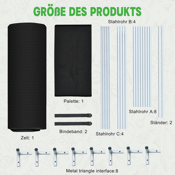 Grow Zelt, Grow Tent 100x100x200CM, Growschrank für Hydrokulturen, Abnehmbaren Boden Tablett, Hochre