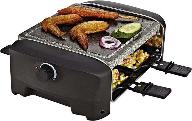 Princess Raclette Grill für bis zu 4 Personen - mit Steingrill und regelbarer Heizstufen, 600 Watt,