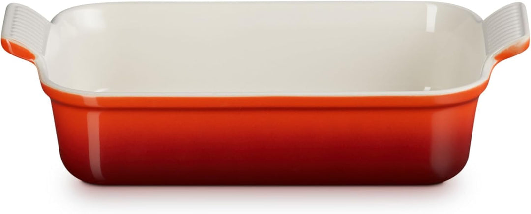 Le Creuset Rechteckige Auflaufform Tradition aus Steinzeug, 32 cm, 2.31 kg, Kirschrot, 7110232060000