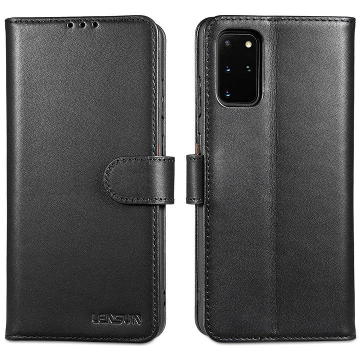 LENSUN Echtleder Hülle für Samsung Galaxy S20 Plus, Handyhülle [Echtes Leder] [Magnetverschluss] [RF