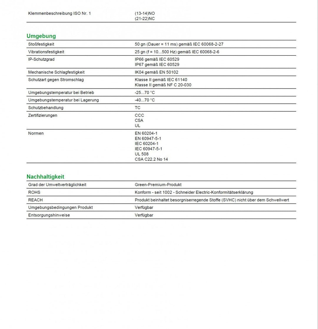 Schneider Electric - XCKP Positionsschalter. Rollenhebel Kunststoffrolle längenvers., 1Ö+1S, Sprungf