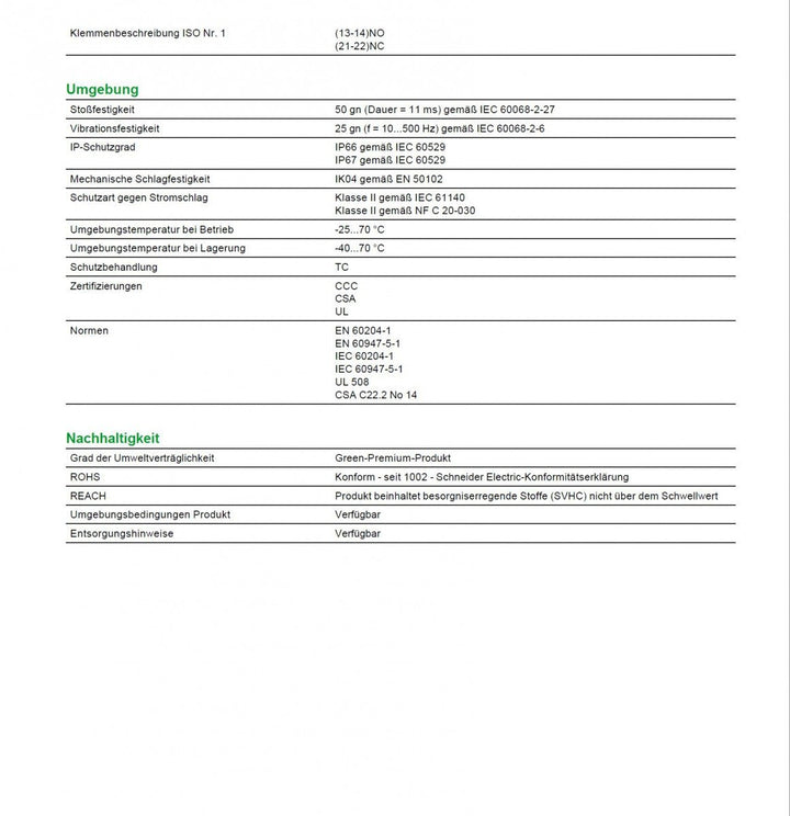Schneider Electric - XCKP Positionsschalter. Rollenhebel Kunststoffrolle längenvers., 1Ö+1S, Sprungf
