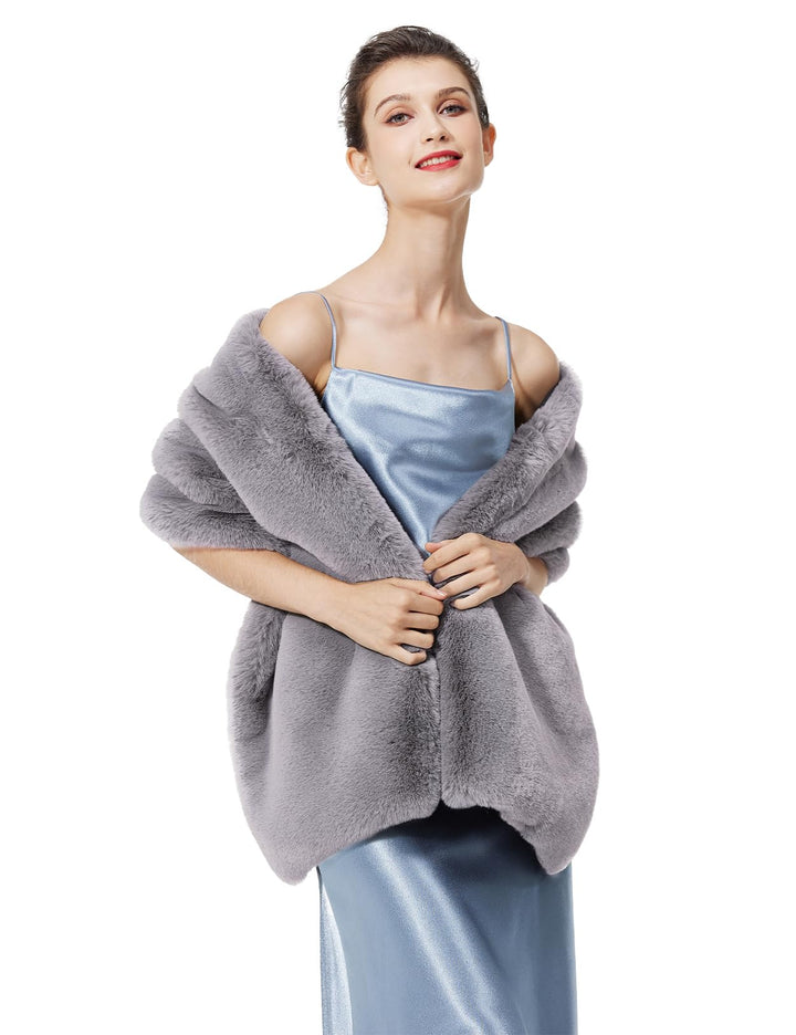 BEAUTELICATE Kunstpelz Stola Schal Damen Kunstfell Bolero Brautjacket Pelz Brautschal Brautstola Win
