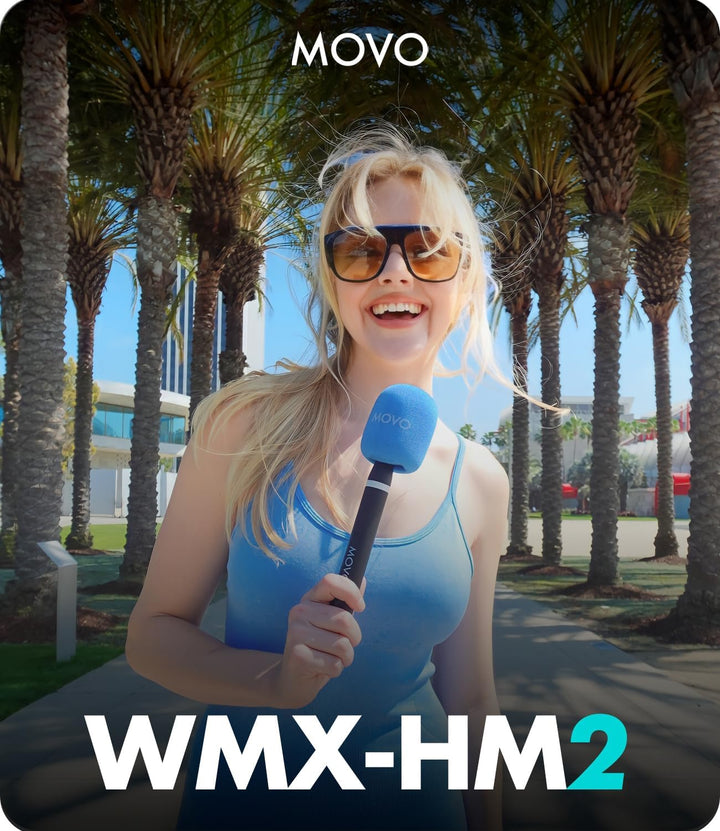 Movo WMX-HM2 Kabelloser Mikrofongriff für DJI Mic, Rode GO II - Handheld Interview Grip mit Mic Halt