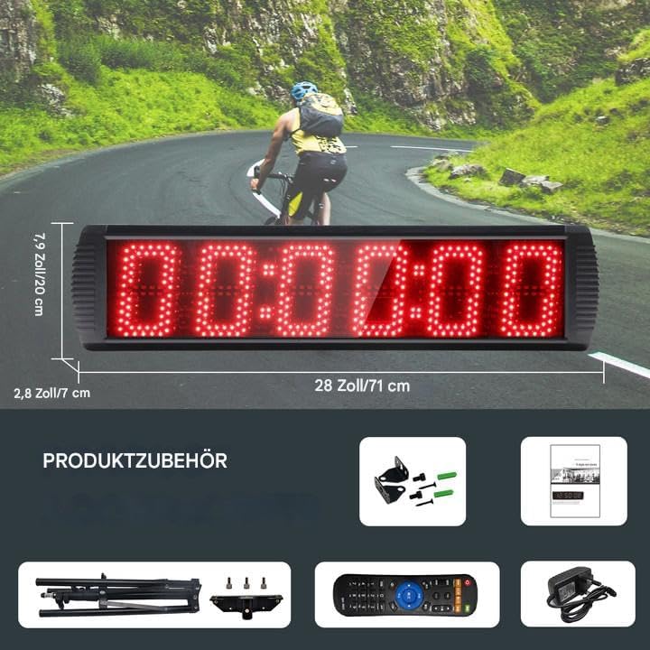 GANXIN LED-Stoppuhr für Wettbewerbe, 6 Ziffern, 13 cm grosse Ziffern, mit Stativ, Herunter-/Hochzähl