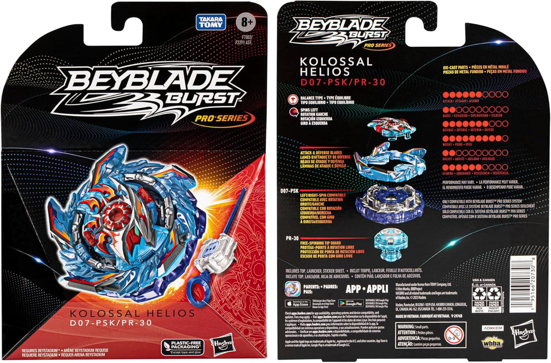 Beyblade Burst Pro Series Kolossal Helios Starter Pack Rotationsshirt mit Launcher, Spielzeug für Ju