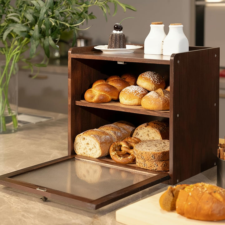 Kiefernholz Brotkasten mit 50 Deli-Papier, Holz Brotkästen mit Belüftung, Vintage Braun Brotbehälter