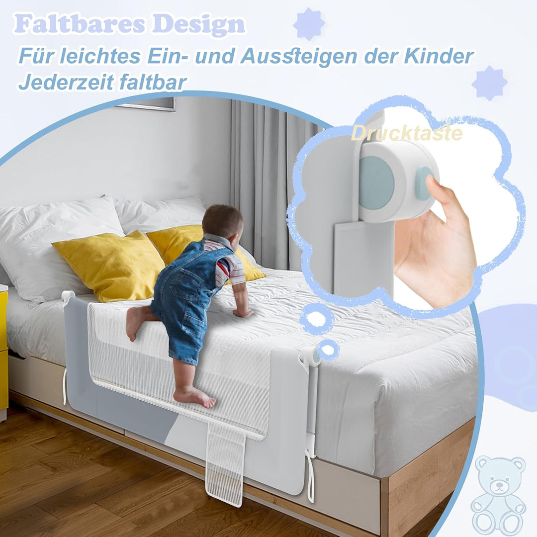 XMTECH 1st Bettgitter 150 cm Bettschutzgitter Kinderbettgitter für Kinder, Rausfallschutz Bett Babyb