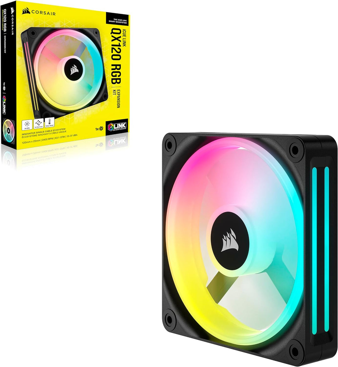 Corsair iCUE LINK QX120 RGB 120mm Magnetic Dome RGB Lüfter - Schwarz Nur Fans Einfach (120mm) Schwar