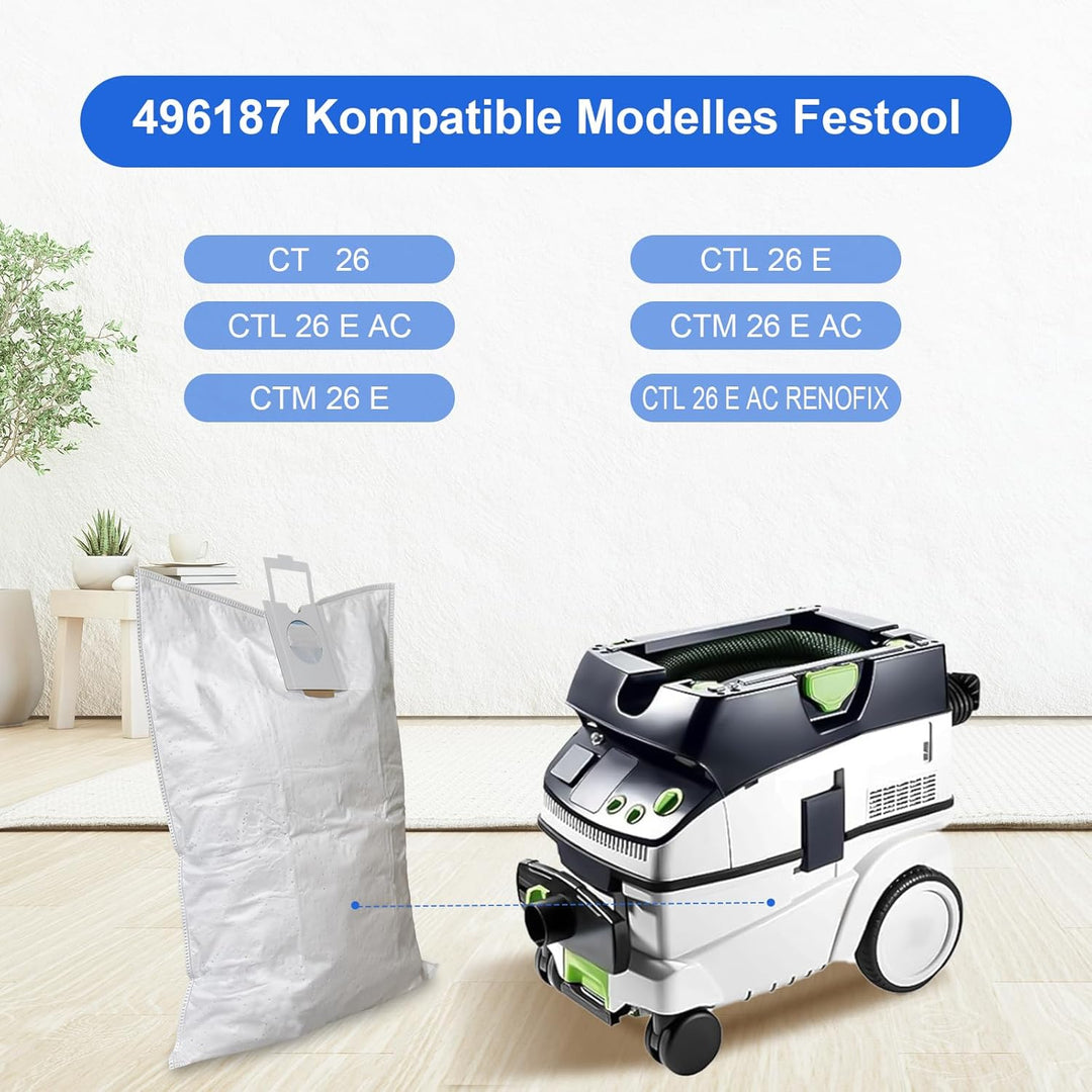 Staubsaugerbeutel für Festool CT 26 / CTM 26 E/CTL 26 E CLEANTEC Serie，Staubsauger für Festool 49618