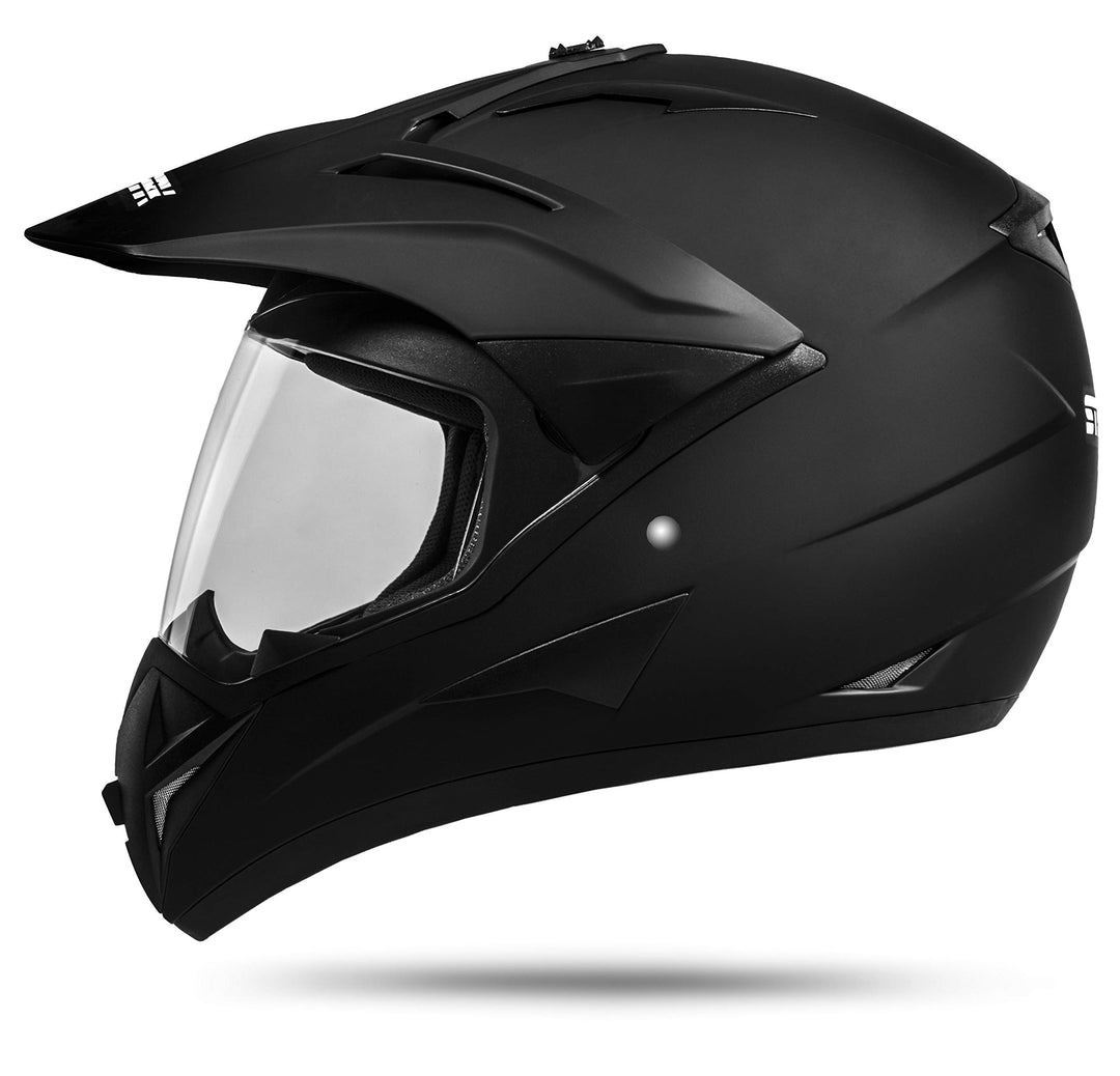 ATO Moto 801 GS War Matt Schwarz Grösse: S 55-56cm Enduro Helm mit Visier für Quad ATV Motocross Mot