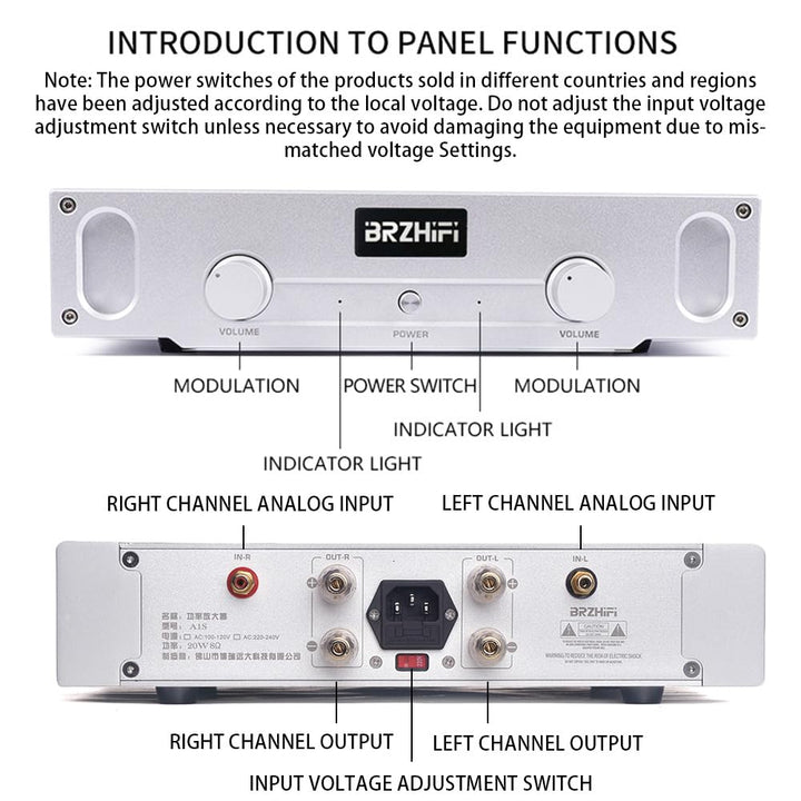 A1S Reiner Class A Verstärker 20W×2 2.0 Kanal HiFi Stereo Audio Endverstärke (Silber)