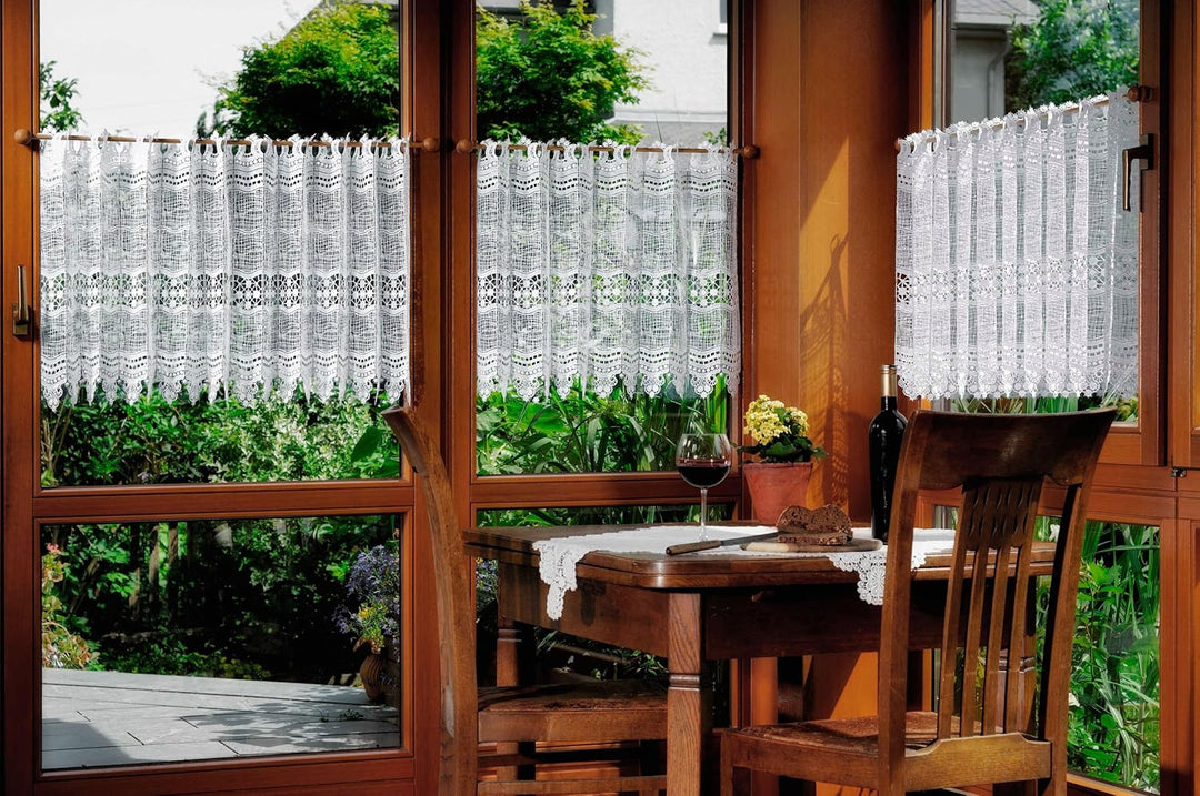 Plauener Spitze by Modespitze, Store Bistro Gardine Scheibengardine mit Stangendurchzug, hochwertige