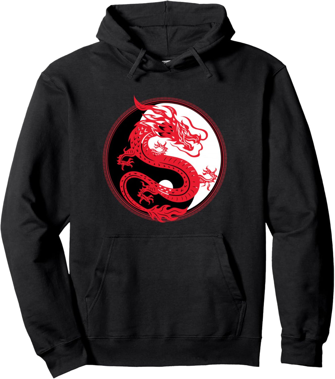 Yin und Yang Drache Kultur Mythos Kunst Chinesisch Geschenk Pullover Hoodie