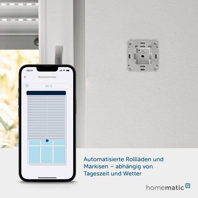 Homematic IP Smart Home Rollladenaktor für Markenschalter, digitale Steuerung für 1 Rollläden per Ap