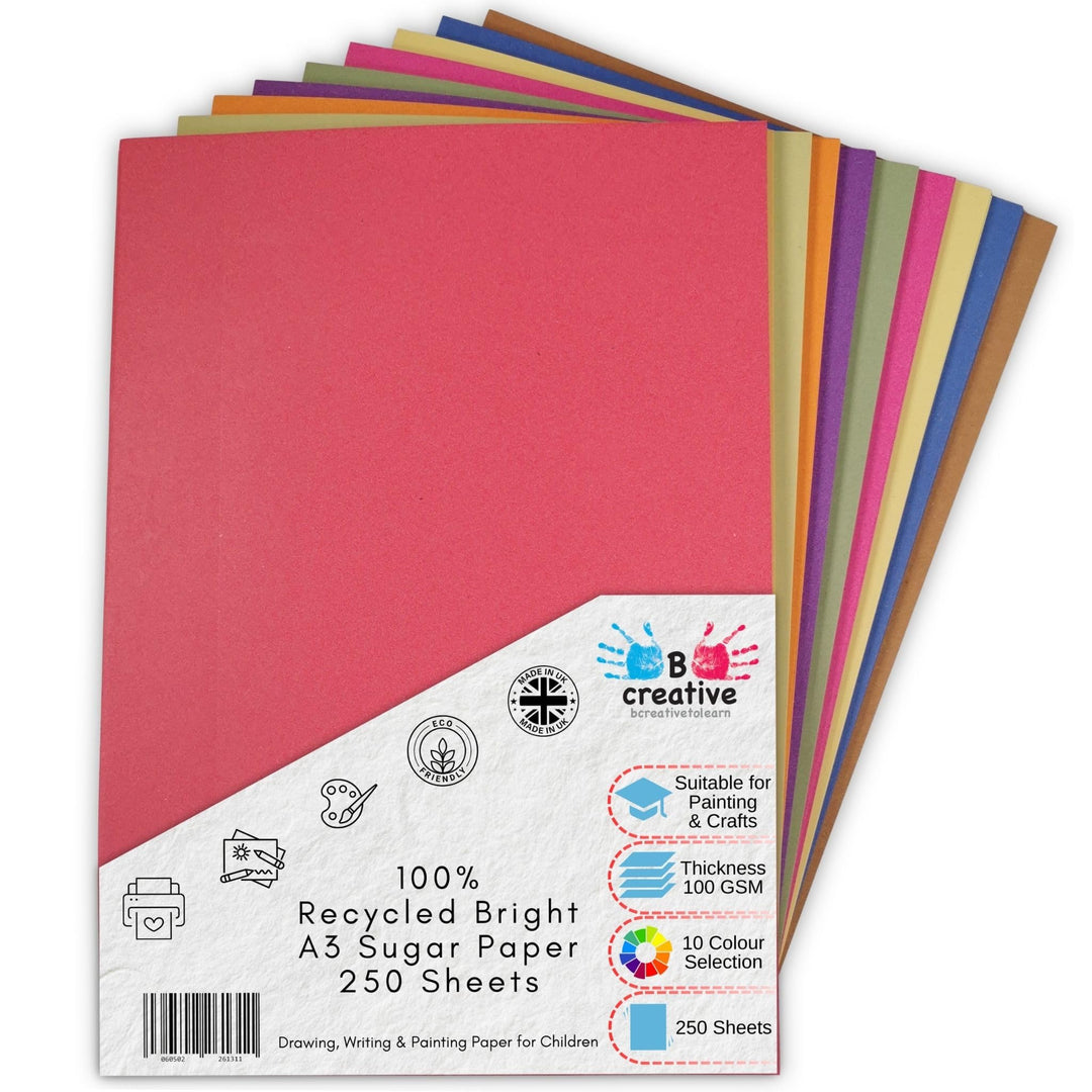 Be Creative Bcreative Zuckerpapier, A3, 100 g/m², recycelt, 100 g/m², 250 Blatt
