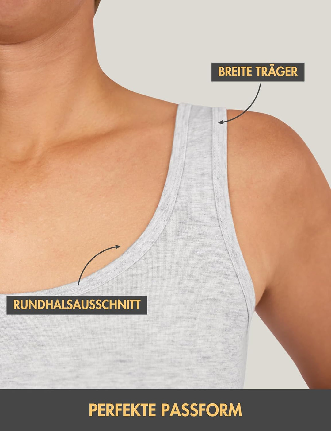 Basic Treasure 3er-Pack Unterhemden Damen, Spaghettiträger Top Damen, Premium Bambus Unterhemd Damen