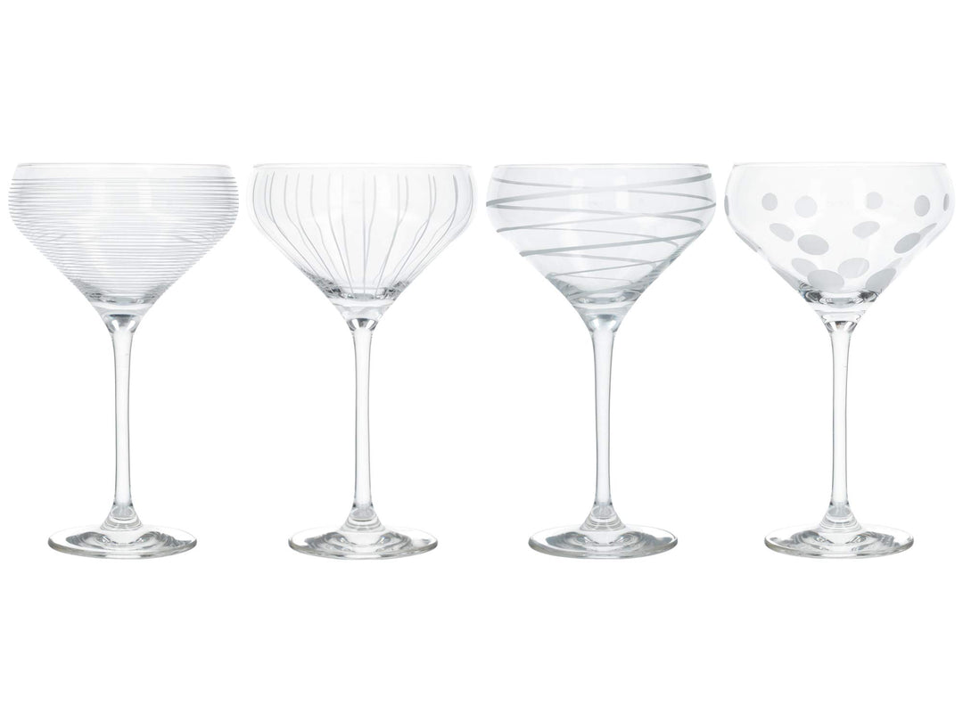 Mikasa Cheers Martinigläser, 290 ml, 4 Stück, Kristallglas, silber, 400 ml, Set of 4 Klassiker Silbe