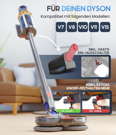 HELDENWERK Wischaufsatz für Dyson elektrisch für V7/V8/V10/V11/V15 Staubsauger I Wischmopp Aufsatz m