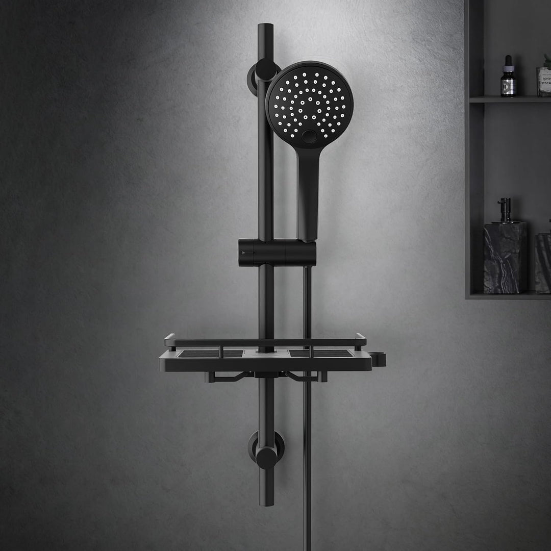 Görbach Duschset Rail Shower kit Handbrause Duschstange Duschablage/Seifenschale Handbrauseschlauch