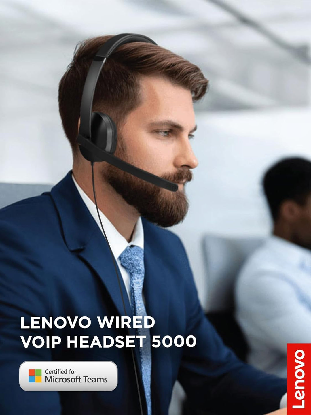 Lenovo 5000 - Headset - On-Ear - kabelgebunden - USB-C - Schwarz - Zertifiziert für Microsoft Teams