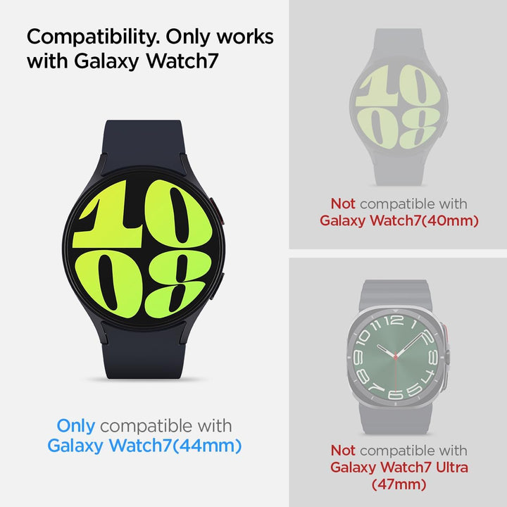 Spigen Glas.tR EZ Fit Schutzfolie kompatibel mit Samsung Galaxy Watch 7 44mm, 2 Stück, Nicht hüllenf