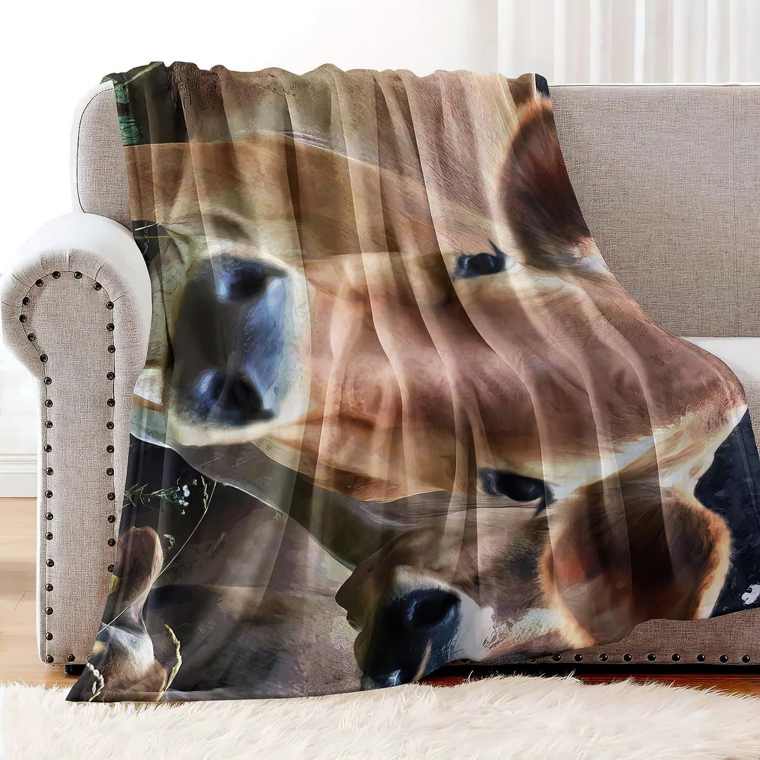 YISUMEI Decke Jersey Kuh Gesicht Kuscheldecken Weich Flanell Fleecedecke Bettüberwurf(150x200cm)