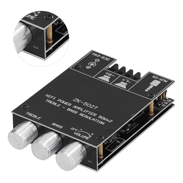 Zweikanal Leistungsverstärkermodul, Bluetooth Stereo Verstärkerplatine mit Höhen Bass Steuerung ZK-5