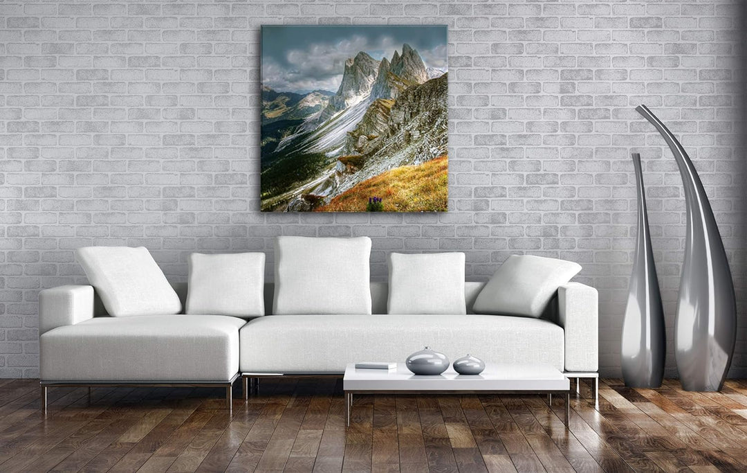deyoli Dolomiten Format: 60x60 als Leinwandbild, Motiv fertig gerahmt auf Echtholzrahmen, Hochwertig