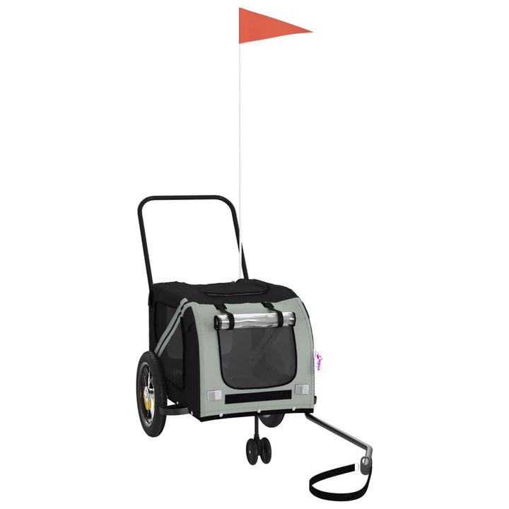 vidaXL Fahrradanhänger Hunde Hundeanhänger Hundetransporter Oxford-Gewebe Eisen Grau 122 x 52 x 53 c