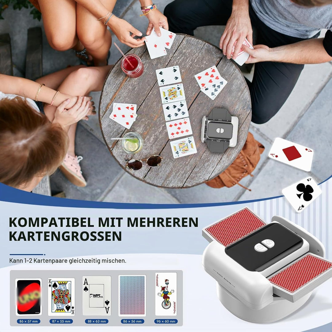 Kartenmischmaschine Elektrische,Automatischer Kartenmischer,Kartenmischgerät,Mischmaschine für 1–2 D