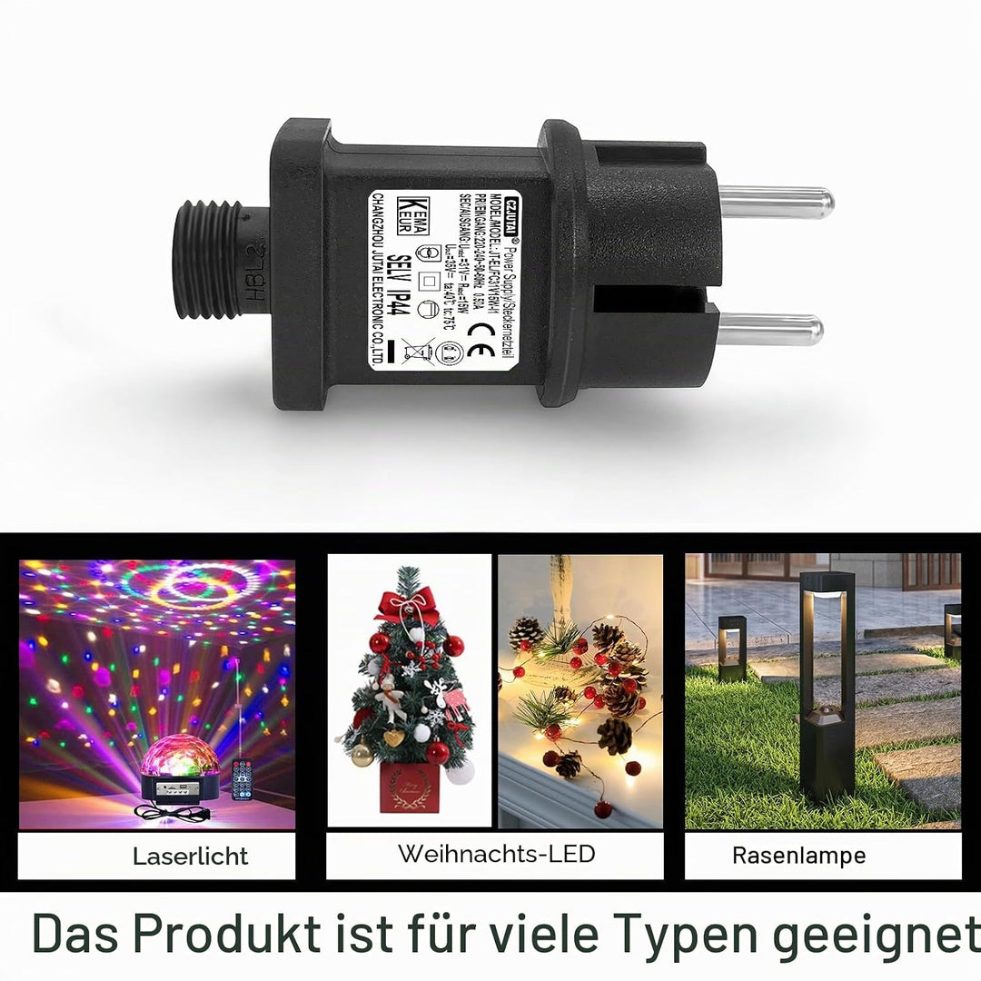CZJUTAI LED Trafo IP44 Netzteil für Weihnachtsbeleuchtung mit EU Stecker - Schraubsockel - Schalt-Mo